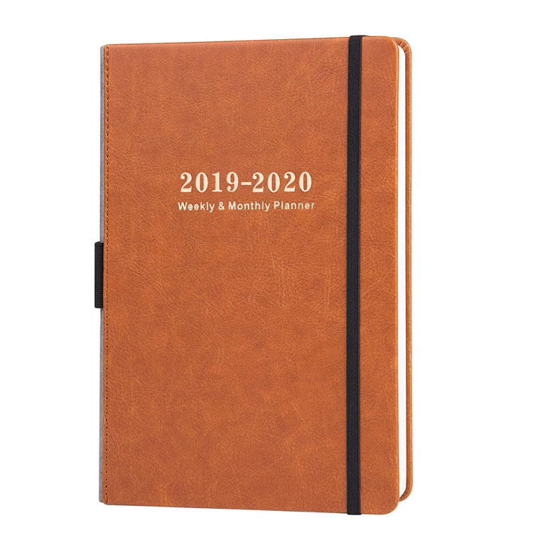 Caderno de couro do planejador de agenda personalizado 2021